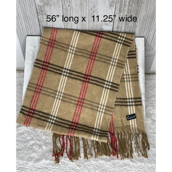 Vintage Cejon Tan Plaid Scarf - Picture 2 of 4